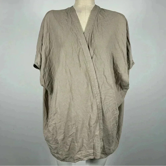Sunday Best Aritzia taupe tan Aitken short sleeve blouse cardigan XXS-XS - Picture 2 of 8
